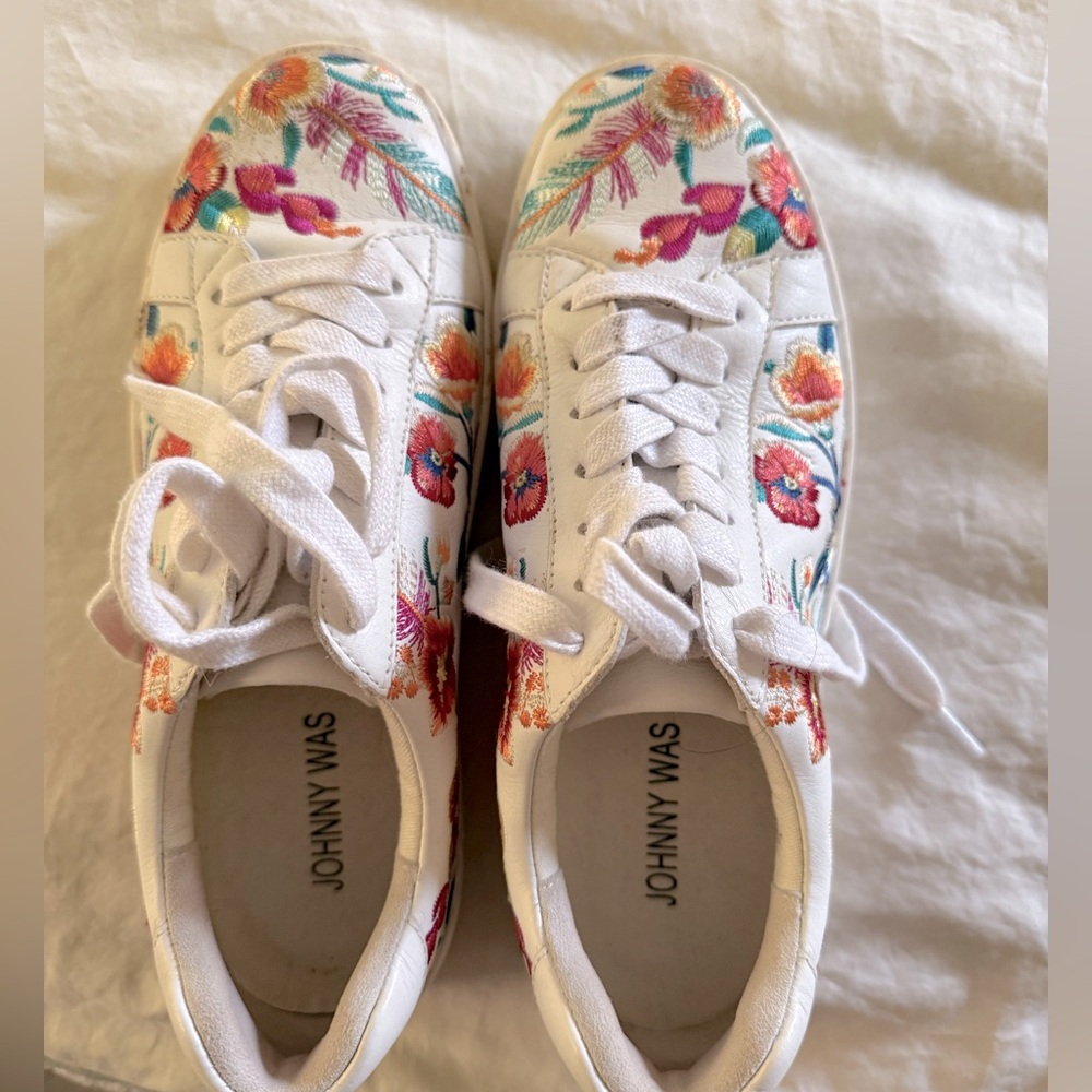 Johnny Was Floral Embroidered Sneakers